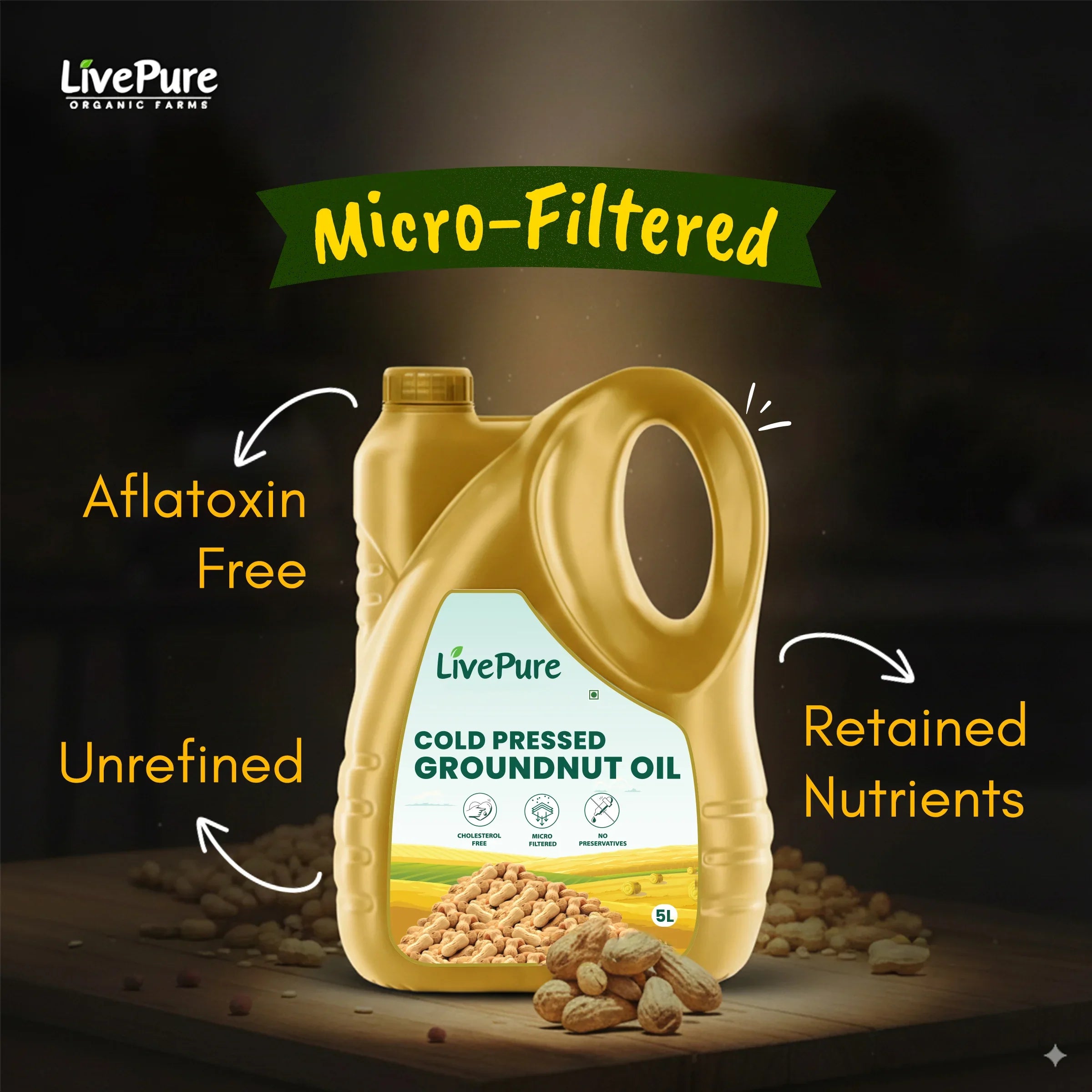 Cold Pressed Groundnut Oil - 5 Litre