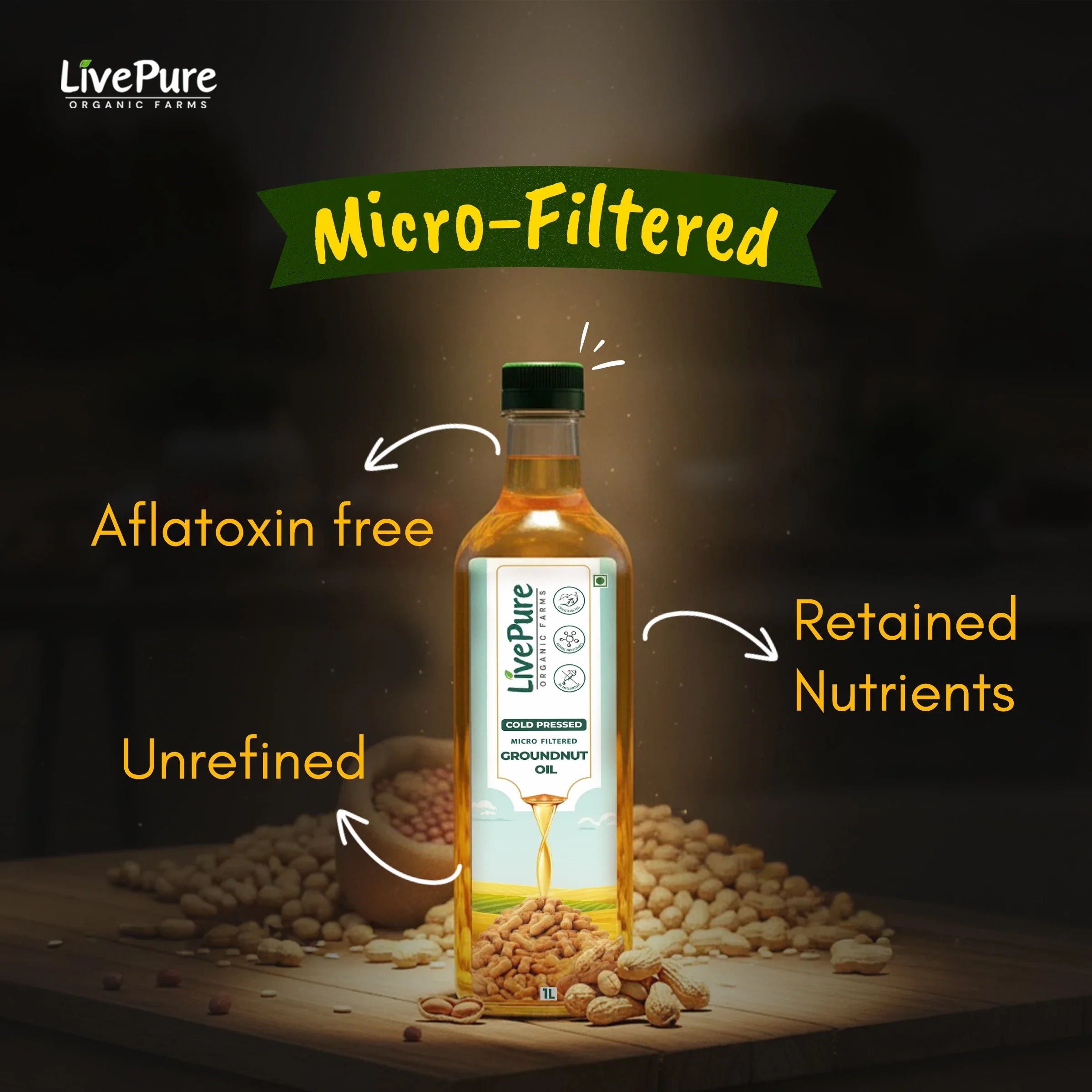 Cold Pressed Groundnut Oil - 1 Litre