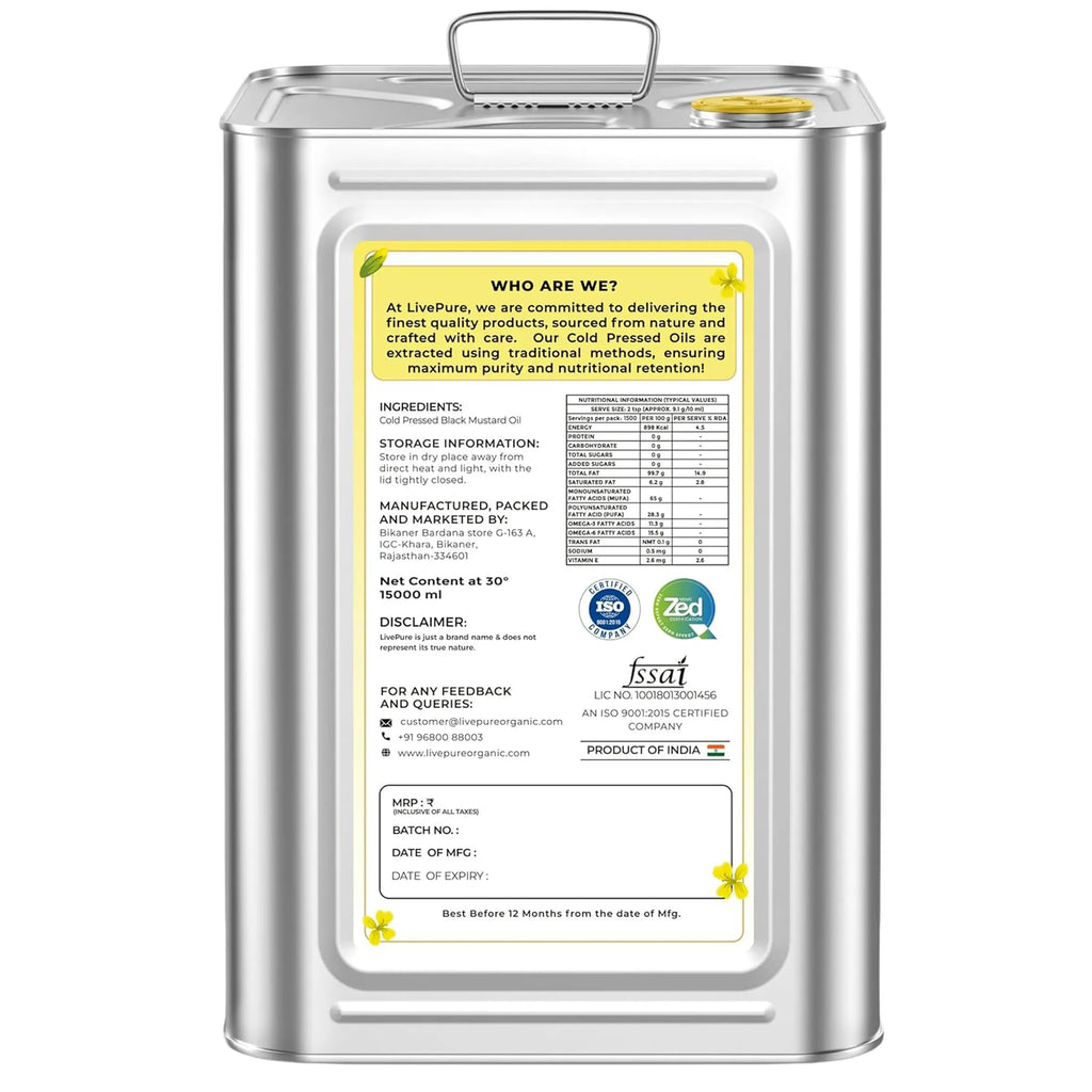 Cold Pressed Mustard Oil - 15 Litre