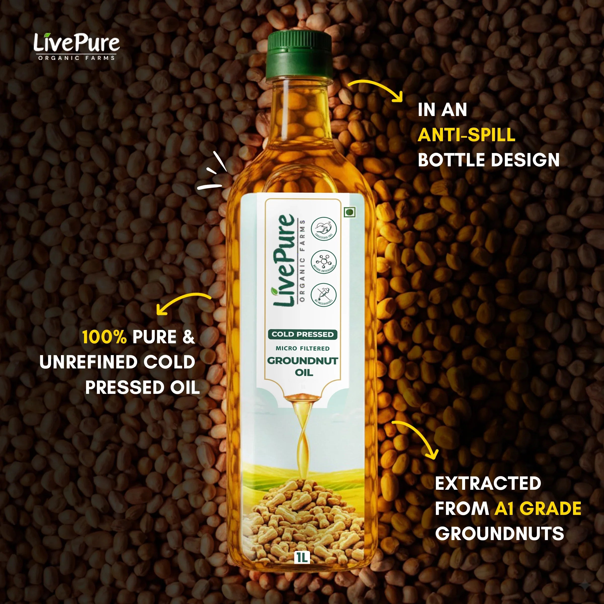 Cold Pressed Groundnut Oil - 1 Litre