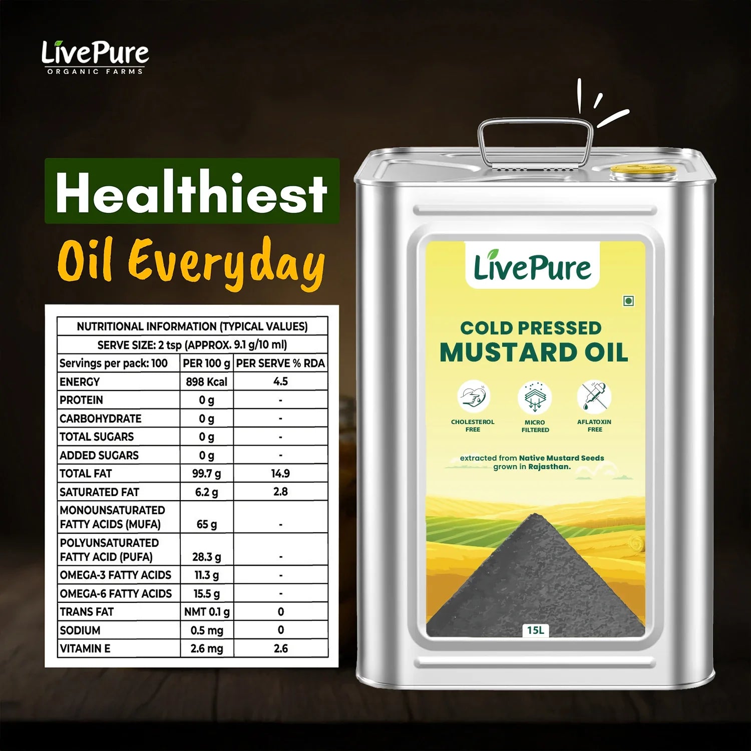 Cold Pressed Mustard Oil - 15 Litre