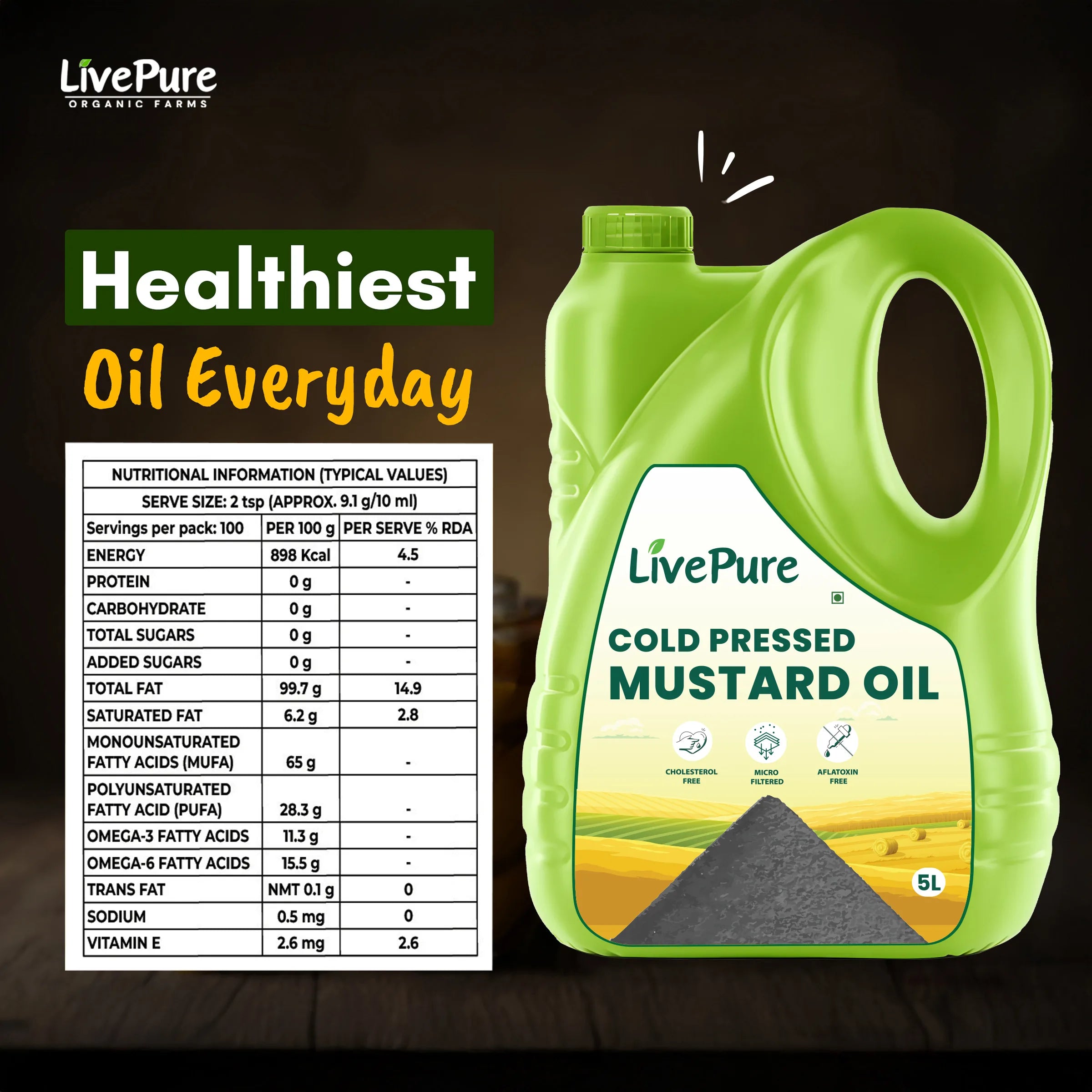 Cold Pressed Mustard Oil - 5 Litre